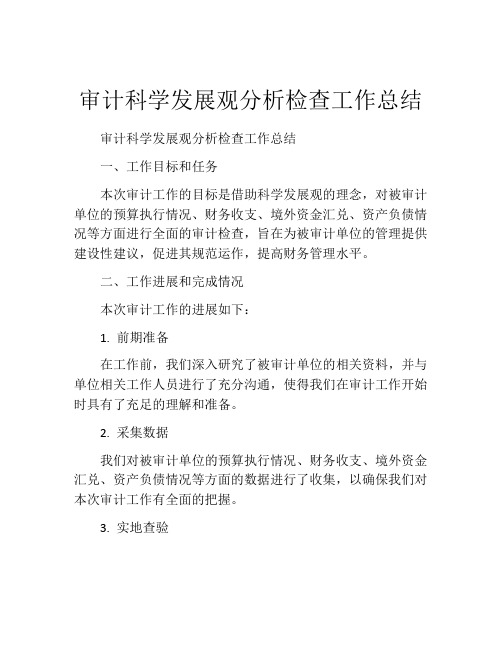 审计科学发展观分析检查工作总结