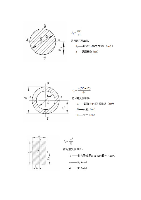 截面惯性矩计算公式汇总