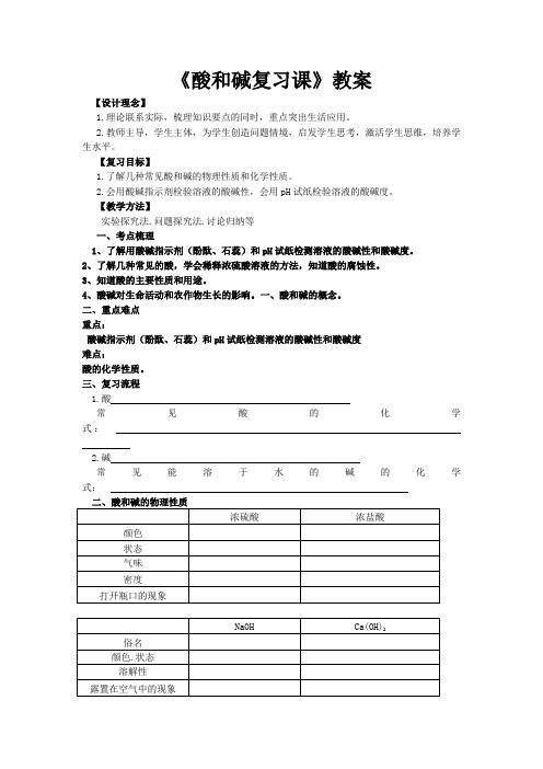 九年级化学下《第十单元 酸和碱 单元复习》教案设计_2