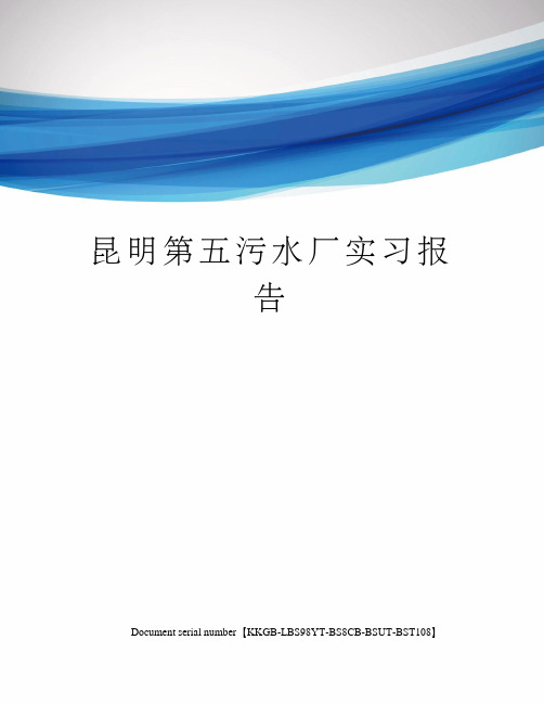 昆明第五污水厂实习报告