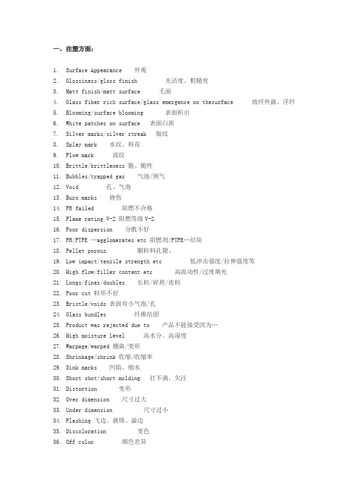 汽车行业内外饰件相关专业英语