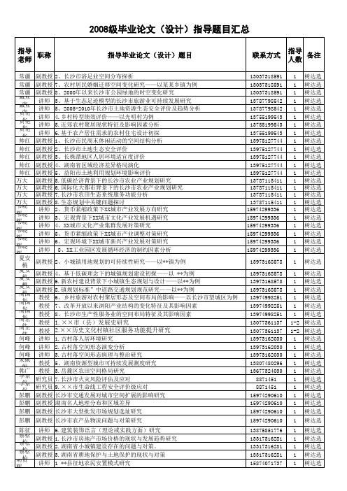 08级指导题目汇总(供学生选题)