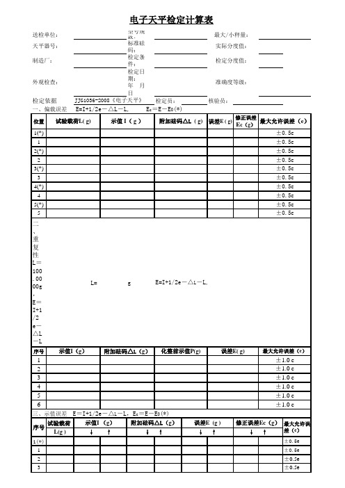 电子天平检定记录表