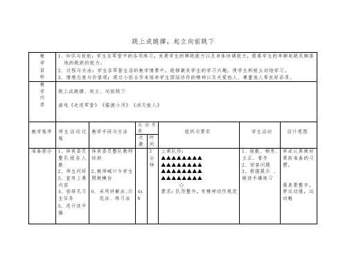 跳上成跪撑,起立向前跳下优秀教案