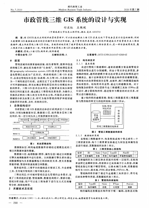 市政管线三维GIS系统的设计与实现