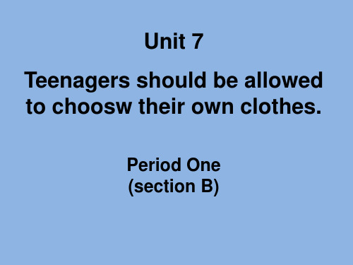 人教版 九年级英语 上册 Unit 7 Teenagers should be allowed to