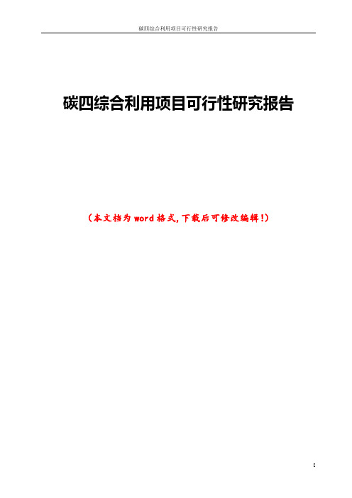 碳四综合利用项目可行性研究报告