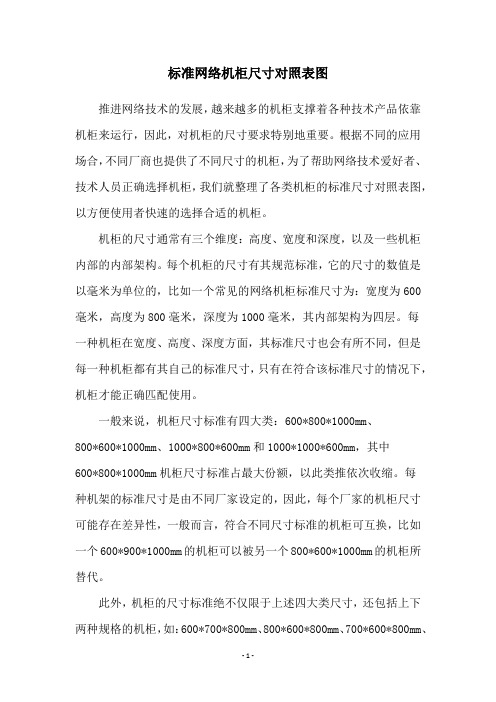 标准网络机柜尺寸对照表图