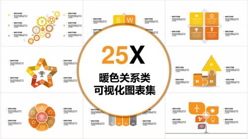 2018暖色关系类可视化图表集PPT模板