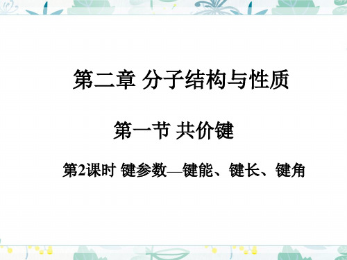 2.1.2键参数—键能、键长、键角  (教学课件)——   高二化学人教版(2019)选择性必修2