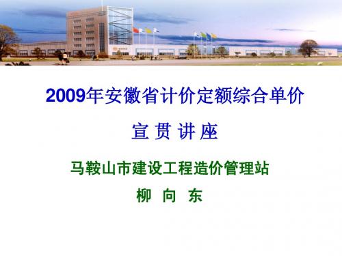 2009年安徽省计价定额综合单价宣贯讲座