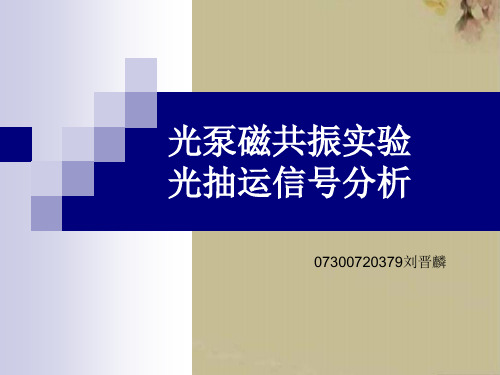 光泵磁共振实验光抽运信号分析