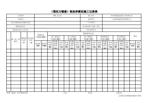 锚索张拉记录