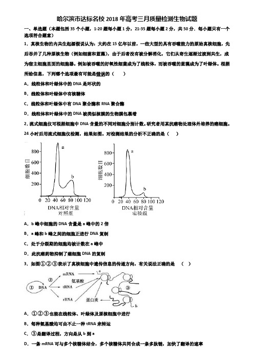 哈尔滨市达标名校2018年高考三月质量检测生物试题含解析