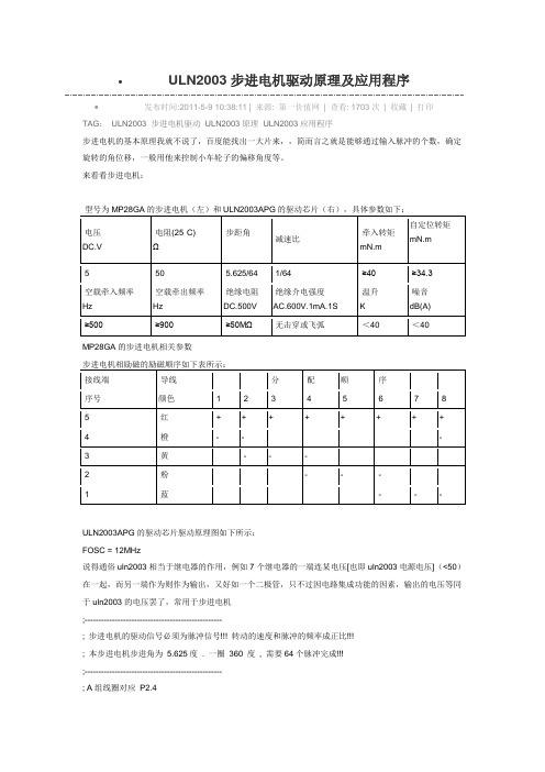 ULN2003步进电机驱动原理及应用程序