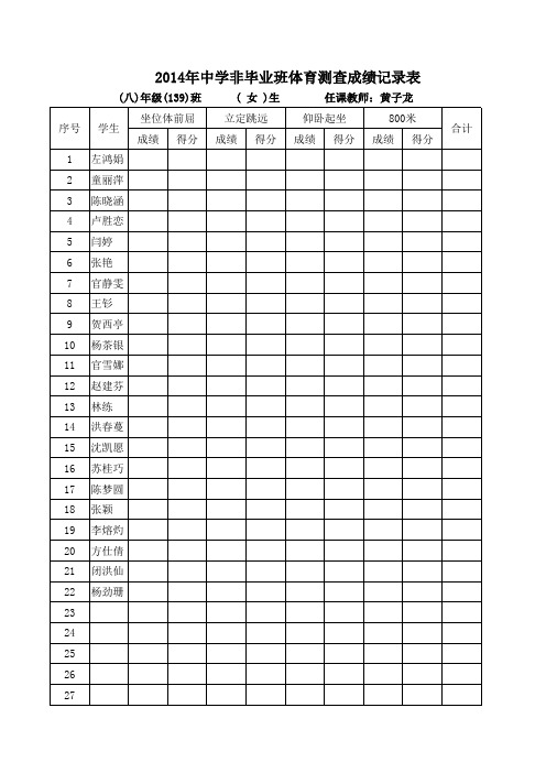 体育测查登记表14.6