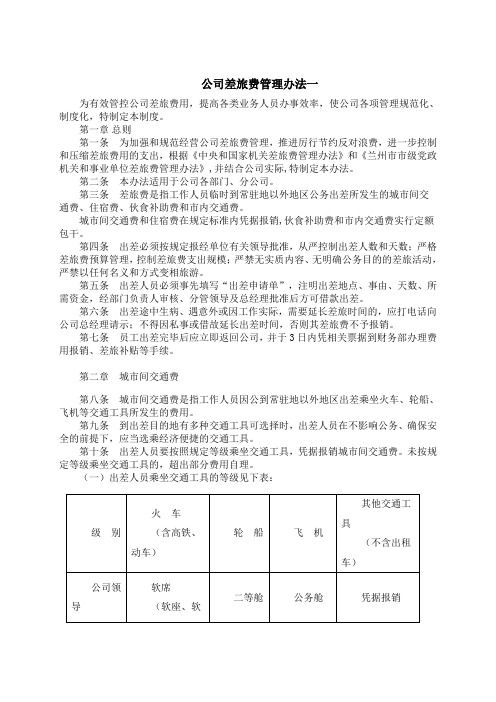 2021年公司差旅费报销管理制度及流程