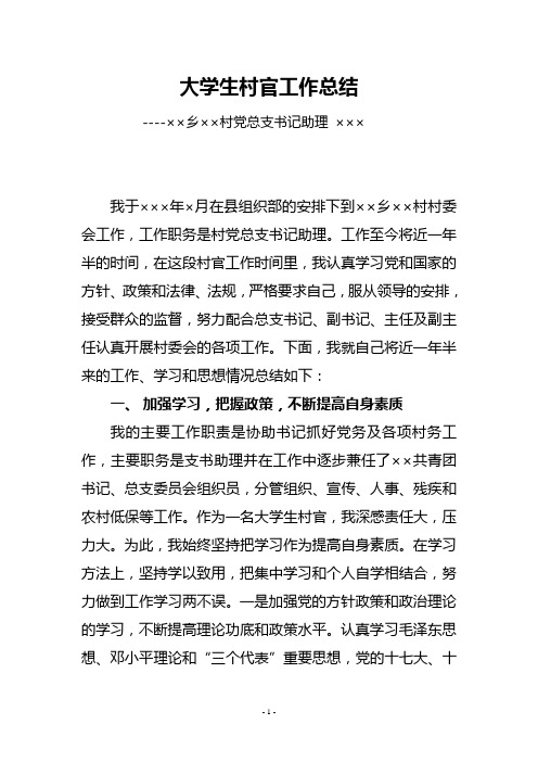 2012年度大学生村官工作总结