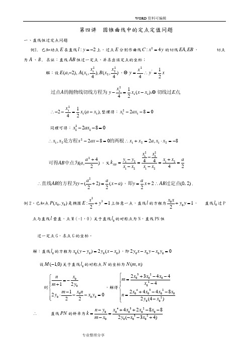 4圆锥曲线中的定点定值问题[教师版]