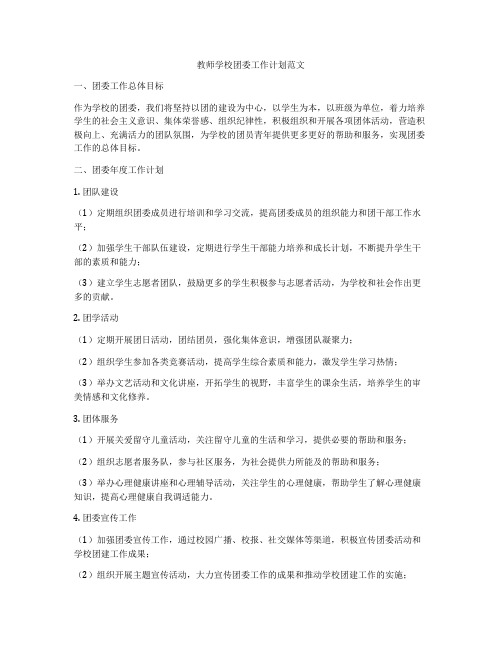 教师学校团委工作计划范文