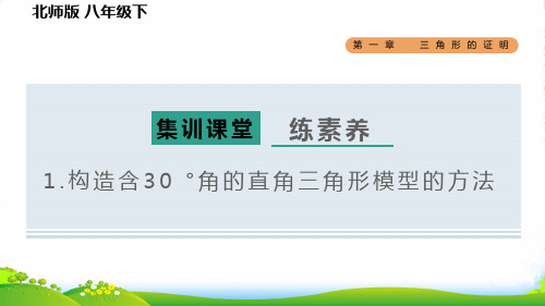 八年级数学下三角形的证明集训课堂练素养1构造含30°角的直角三角形模型的方法习题北师大