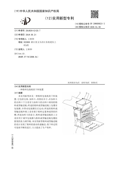 【CN209889224U】一种粉料包装机的下料装置【专利】