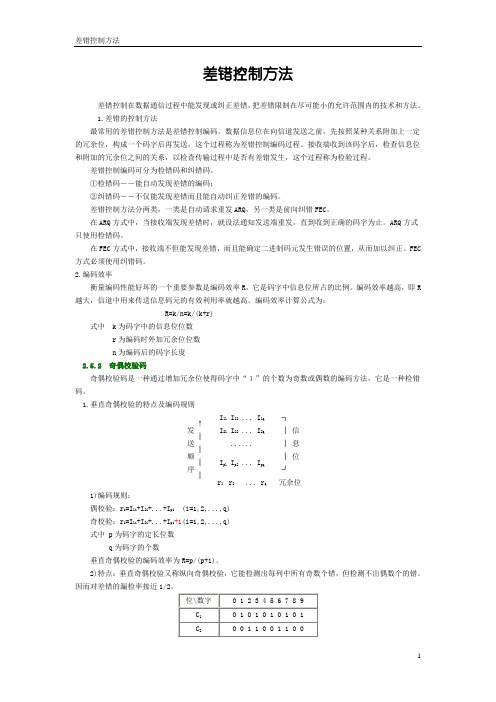 差错控制方法(奇偶校验码、循环冗余码、海明码)