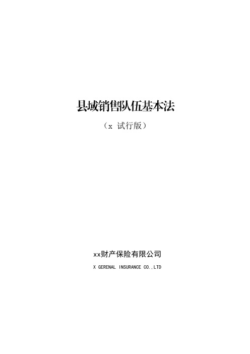 财产保险有限公司团队渠道县域销售队伍基本法模版