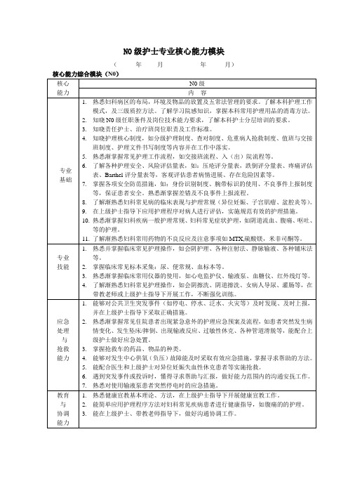 最新护士专业核心能力评价模块