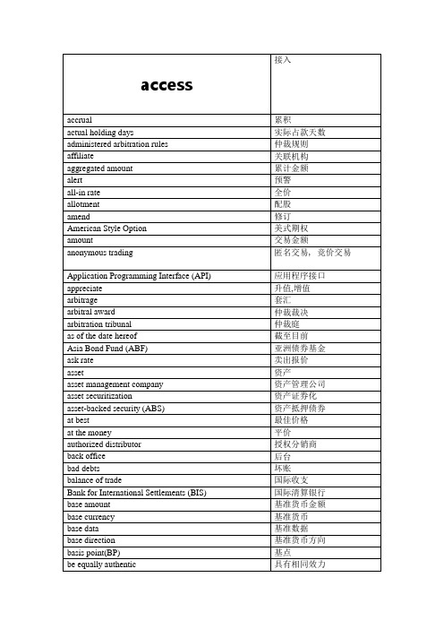 23银行间业务英语术语汇编1