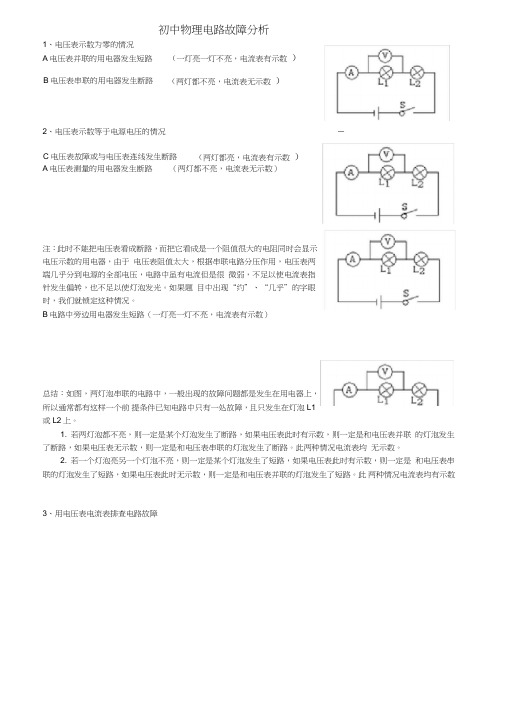 (完整)初中物理电路故障与动态电路分析