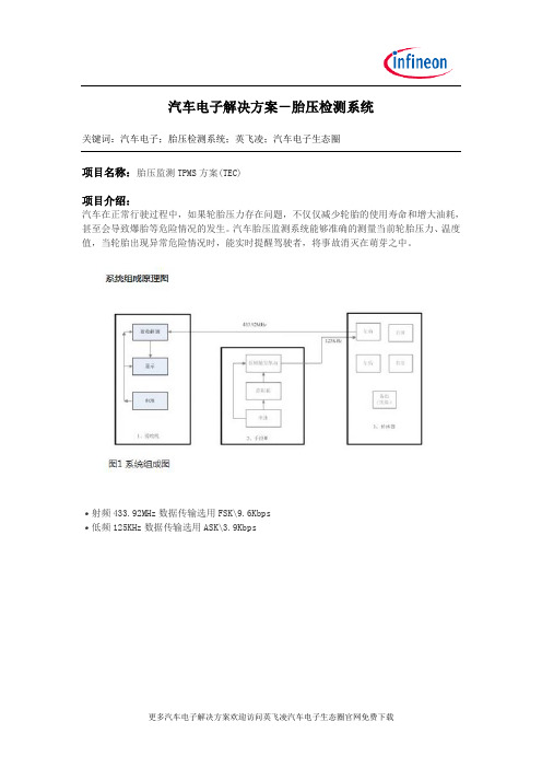 汽车电子胎压检测系统方案-汽车电子生态圈