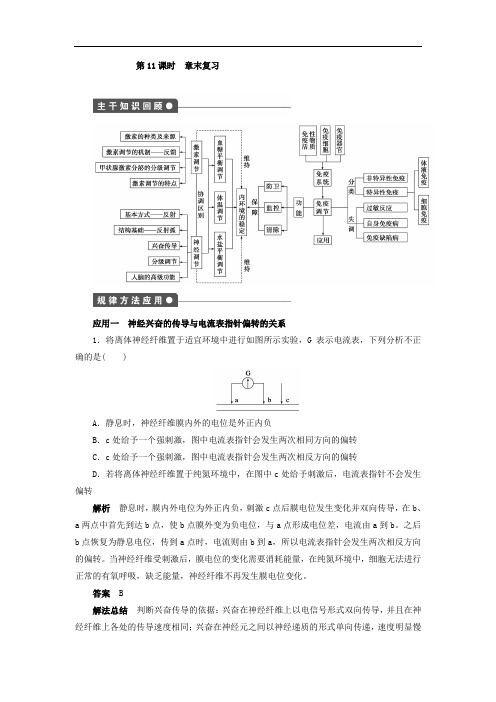 2019-2020学年高二生物人教版必修3文档：第2章 动物和人体生命活动的调节 章末复习 Word版含答案