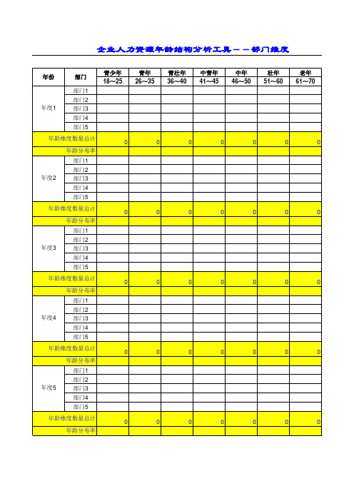 企业人力资源年龄结构分析工具表 部门维度 XLS格式 