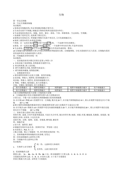 高中生物必修笔记