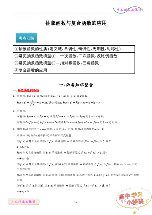 抽象函数和复合函数的应用 学生版-高中数学