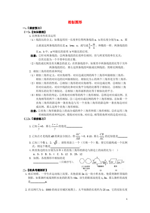陕西省中考数学总复习 相似图形学案(无答案)