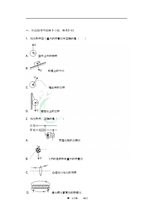 (精品)初中物理专项练习之重力示意图(含答案解析)