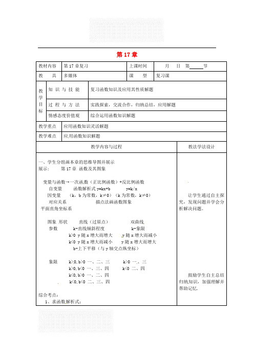 华东师大版 八年级数学下册 第17章 函数及其图像 单元复习习题合集(知识点归纳 总结提升+单元复习)