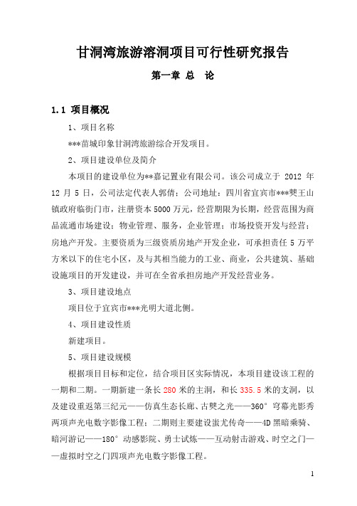 甘洞湾旅游溶洞项目可行性研究报告