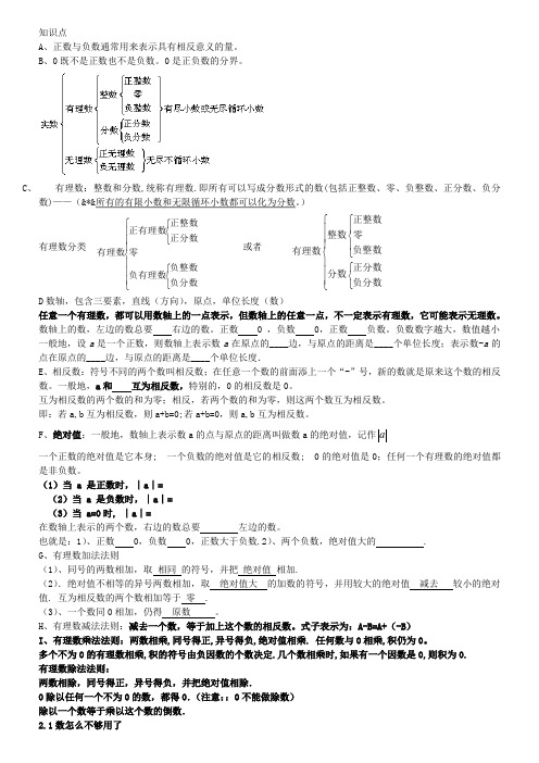 北师版初一数学(上)第二章 有理数及其运算(答案)