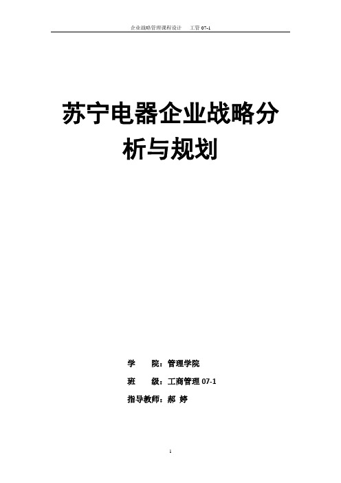 (战略管理)苏宁电器企业战略分析与规划