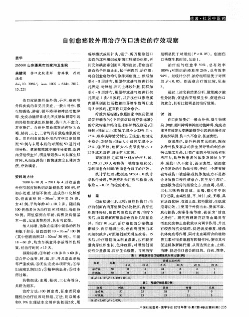 自创愈疡散外用治疗伤口溃烂的疗效观察