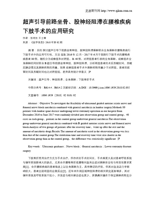 超声引导前路坐骨、股神经阻滞在腰椎疾病下肢手术的应用研究