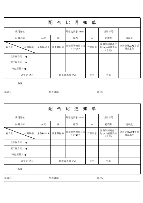 配合比通知单