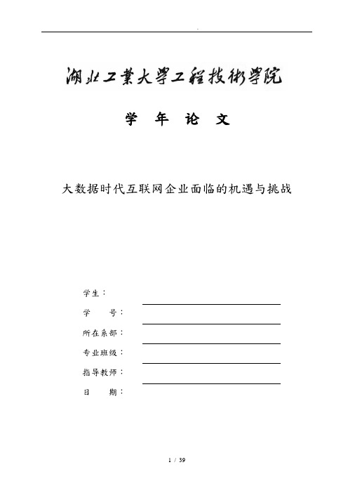 大数据时代互联网企业面临的机遇与挑战论文