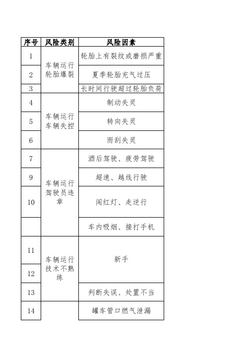 道路交通风险管控点清单(1)