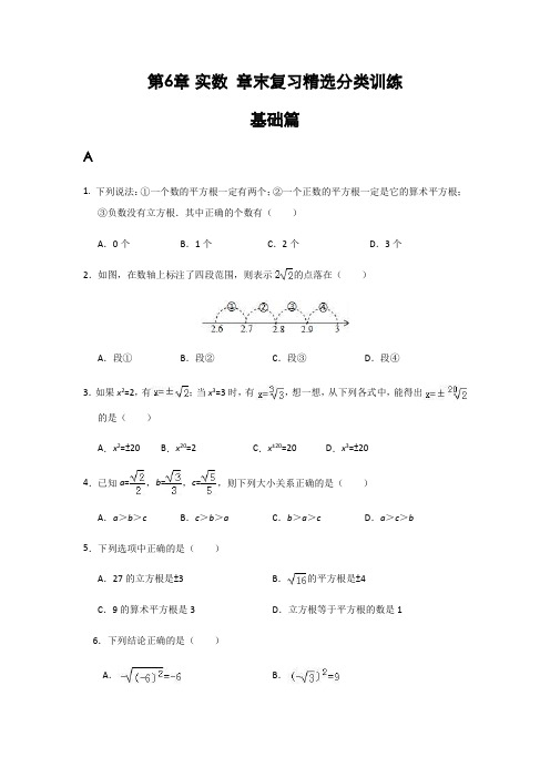 人教版七年级下册 实数 章末复习分类训练(含详解)