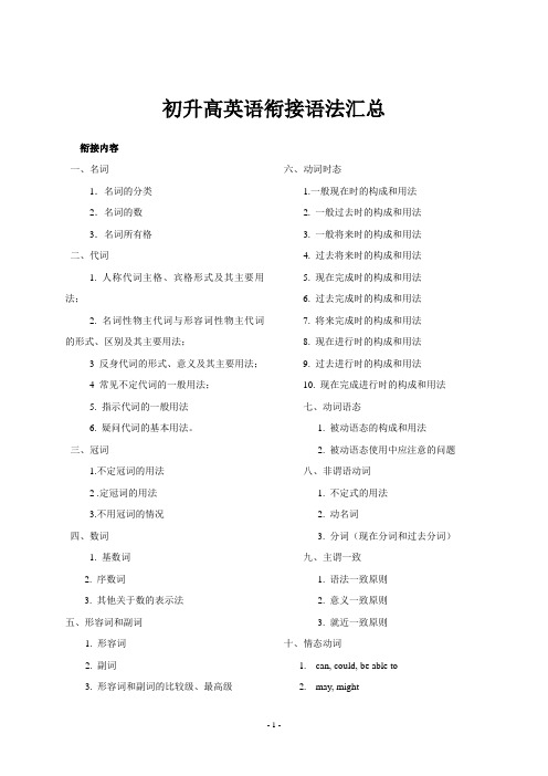 初升高英语衔接教案语法汇总