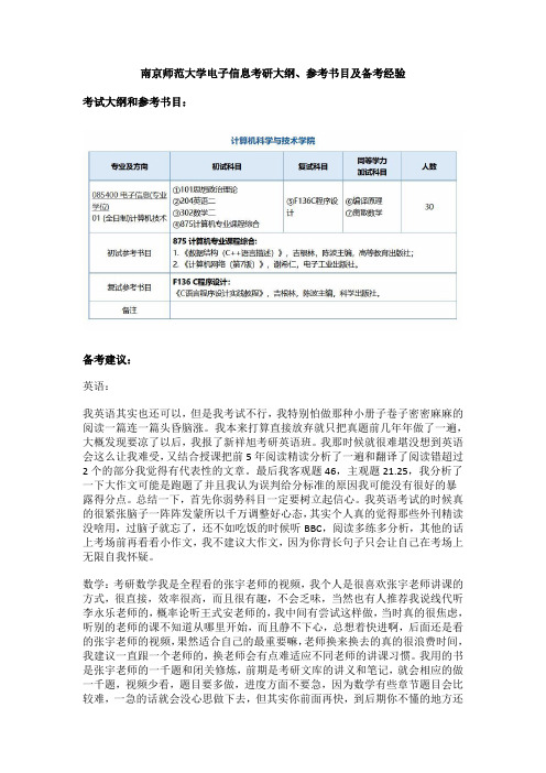 南京师范大学电子信息考研大纲、参考书目及备考经验